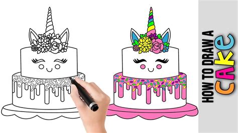 How To Draw A Unicorn Cake ★cute Easy Drawings Tutorial For Beginners