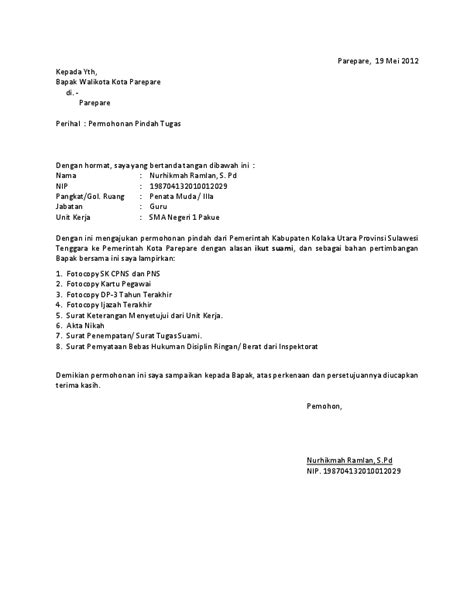 Contoh Surat Permohonan Pindah Pns Homecare24