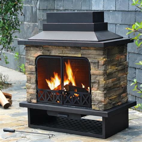Sunjoy Farmington Steel Wood Burning Outdoor Fireplace And Reviews Wayfair