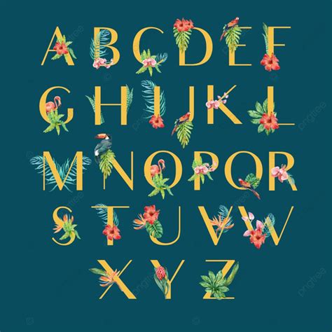 Decorative Floral Tropical Alphabet English Font Season Palm