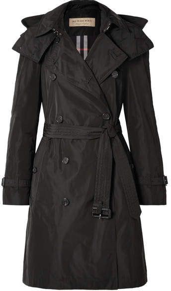 Burberry The Amberford Hooded Shell Trench Coat Black Trench Coat