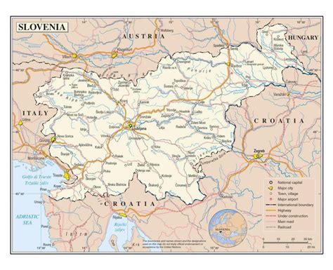Slovenija mesta map Zemljevid Slovenije mesta Južni Evropi Evropa