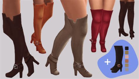 Sims 4 Thigh High Leather Boots Recolor Micat Game