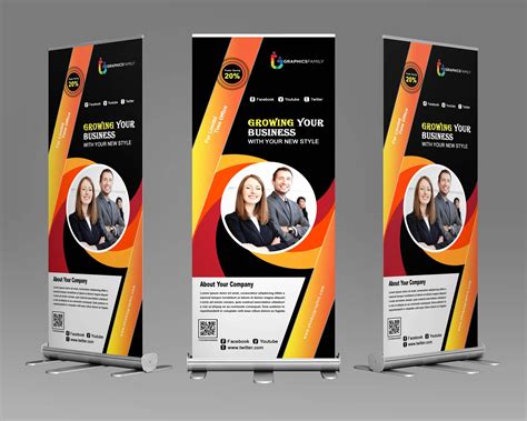 Vertical Business Promotion Roll Up Banner Design Free Template