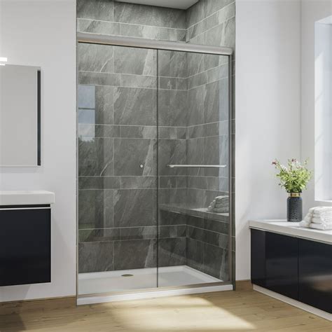 Sunny Shower Double Sliding Shower Door Semi Frameless Shower Enclosure