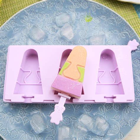 3 Cell Diy Silicone Ice Cream Mold Popsicle Molds Popsicle Frozen Ice