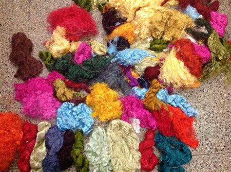 Multi Coloured Sari Silk Thrums For Spinnersweavers And Yarn And Fibre