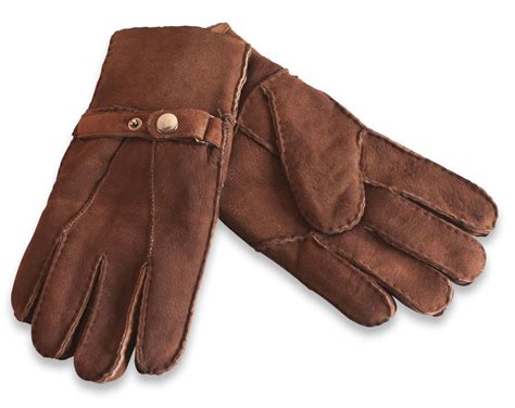 Nordvek Mens 100 Real Winter Sheepskin Leather Gloves W Strap Genuine