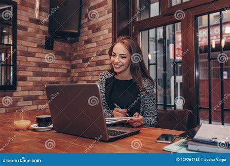Entrepreneur Working Online With A Laptop Stock Image Image Of Happy