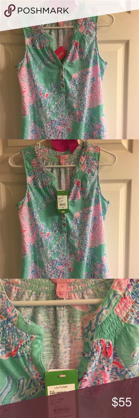 💙lilly Pulitzer M Essie Top In Minty Fansea Nwt Lilly Pulitzer Tops