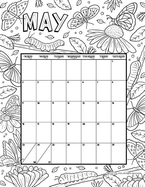 May 2021 Printable Calendar Page Woo Jr Kids Activities Coloring