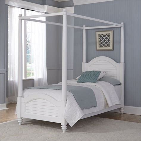Bowery Hill Twin Canopy Bed In White Twin Canopy Bed Twin Bedroom Sets Bedroom Set