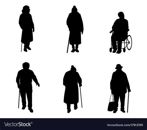 Older People Silhouettes Royalty Free Vector Image