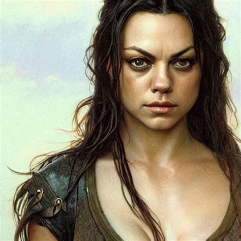 Mila Kunis As Aragorn By Alan Lee Leather Armor Stable Diffusion