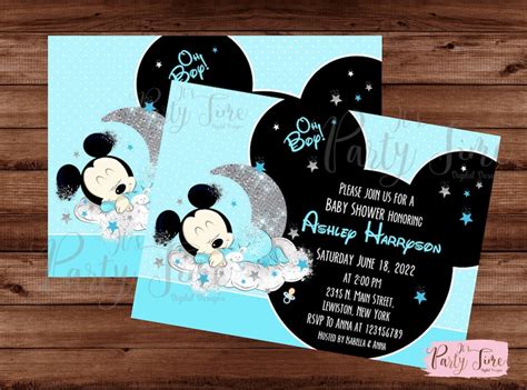 Mickey Mouse Baby Shower Invitations Mickey Mouse Baby Etsy
