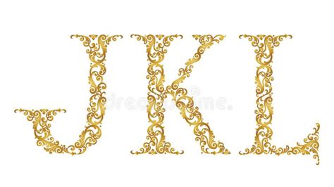 Golden Vintage Font Type Letters A B C Uppercase Stock Illustration