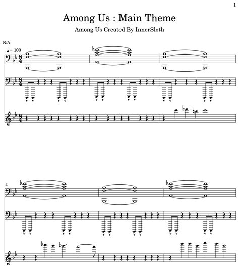 Among Us Main Theme Sheet Music For Choir Synthesizer Tuba Piano