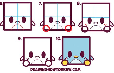 How To Draw Cute Kawaii Cartoon Baby Penguin From Squares With Easy
