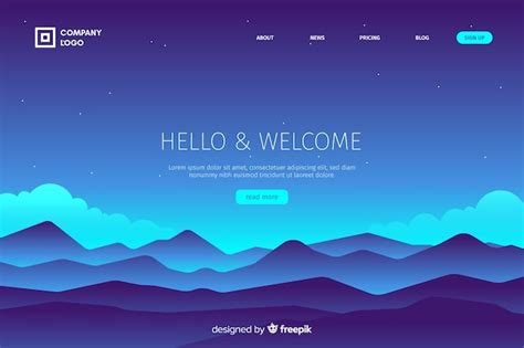 Free Vector Welcome Landing Page Template With Landscape