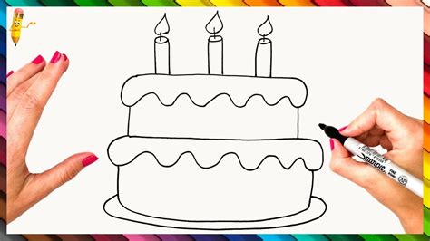 Easy Simple Birthday Cake Drawing Coloring Earth