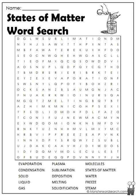 States Of Matter Word Search