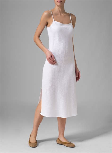 Plus Clothing Linen Sleeveless Bias Cut Dress