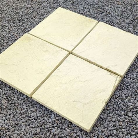 450 X 450 X 32 Concrete Buff Riven Paving Slabs Rockriven Cornwhaul