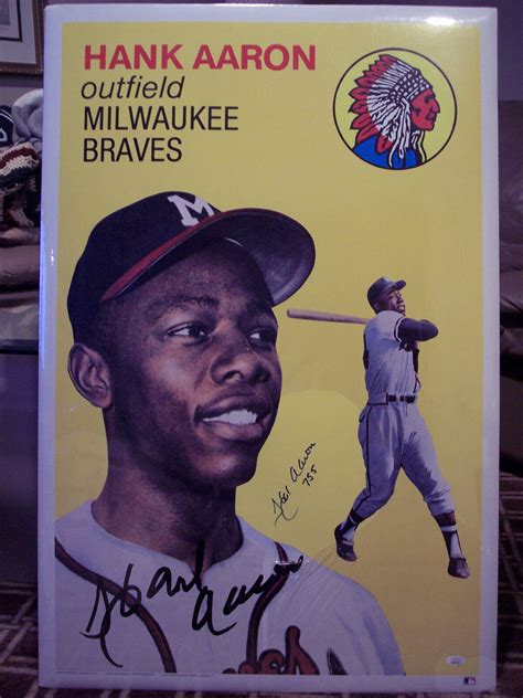 Hank Aaron Autographed Signed Geo Graphics 24x36 Poster In Style Of