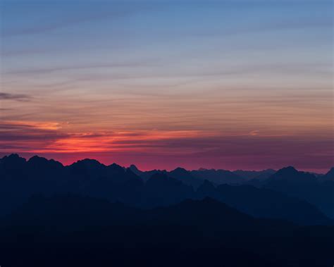 Download Wallpaper 1280x1024 Mountains Sunset Sky Horizon Standard