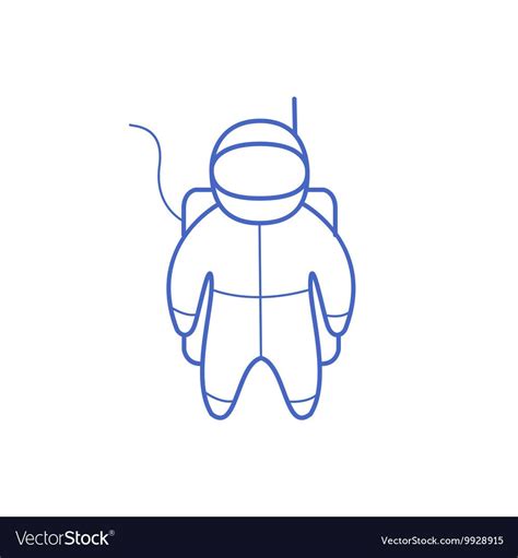 Astronaut Simple Contour Drawing Royalty Free Vector Image Astronaut