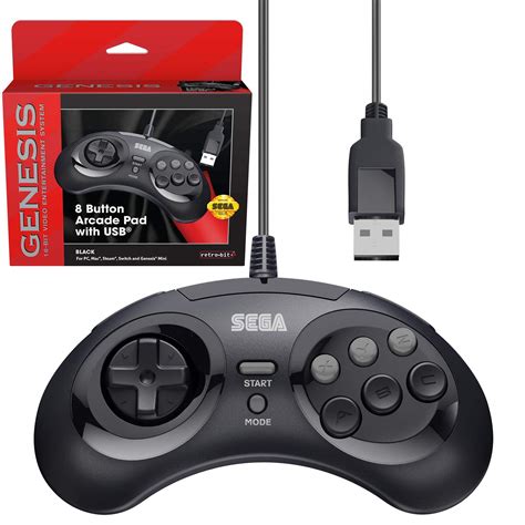 Buy Retro Bit Official Sega Genesis Usb Controller 8 Button Arcade Pad