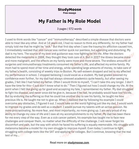 My Father Is My Role Model Free Essay Example