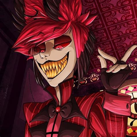 An Animated Character With Red Hair And Fangs