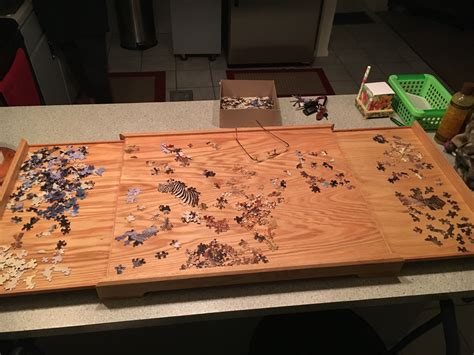 May 27, 2021 · bits & pieces 38″ folding puzzle table. Red oak portable jigsaw puzzle table I made for mama for ...