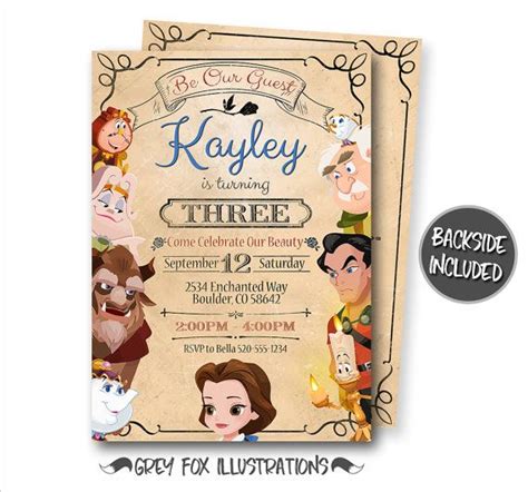 Beauty And The Beast Invitation Belle By Greyfoxillustrations Belle