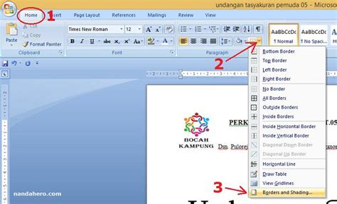 Pada surat resmi biasanya selalu diawali dengan kop surat yang biasanya bertuliskan nama, alamat dan logo instansi pengirim surat bersangkutan. √ Cara membuat garis KOP surat di Microsoft Word 2007 ...