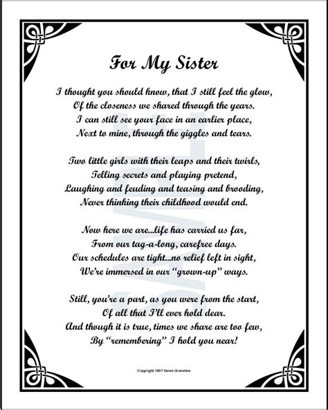 Sentimental Sister Poem Digital Download Sister Poem Verse