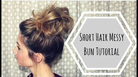 Learn how to use a hair doughnut to make the perfect bun, best suited for medium to long hair. Short Hair Messy Bun Tutorial - YouTube