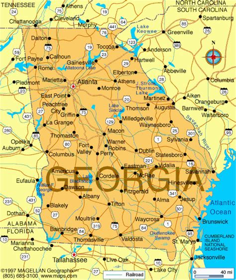 Lakes In Georgia Map Georgia Map Infoplease Secretmuseum