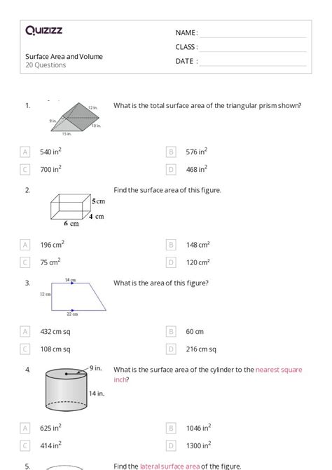 50 Volume And Surface Area Of Cubes Worksheets On Quizizz Free