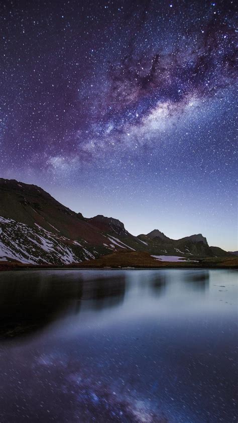 Download 750x1334 Wallpaper Night Milky Way Lake Mountains Iphone 7
