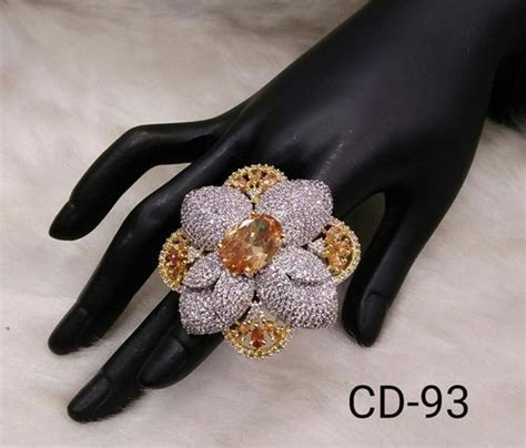 Shree Gautam Creation Peach American Diamond Finger Rings Rs 1395