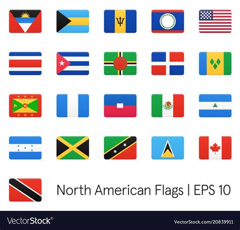 Premium Vector Set Of Flags Of North American Countries Vector Image