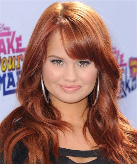 Debby Ryan Long Straight Red Hairstyle With Side Swept Bangs Redhead