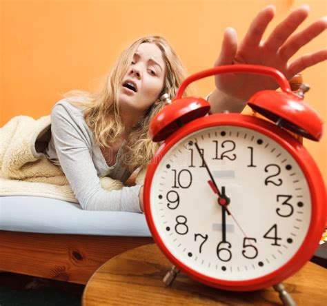 149 Woman Waking Late Turning Alarm Clock Stock Photos Free And Royalty