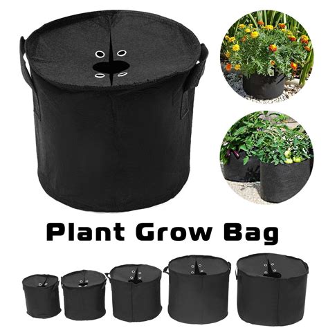 Black Non Woven Home Garden Planting Grow Bags With Bag Flap Cover