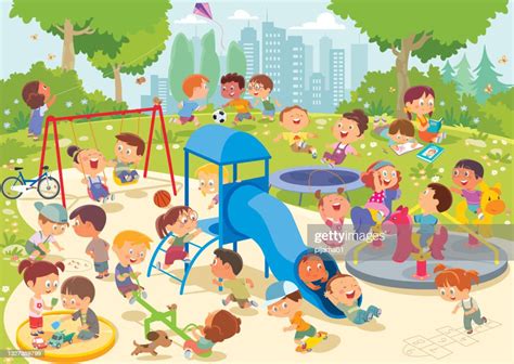 Happy Children Playing In Playground High Res Vector Graphic Getty Images