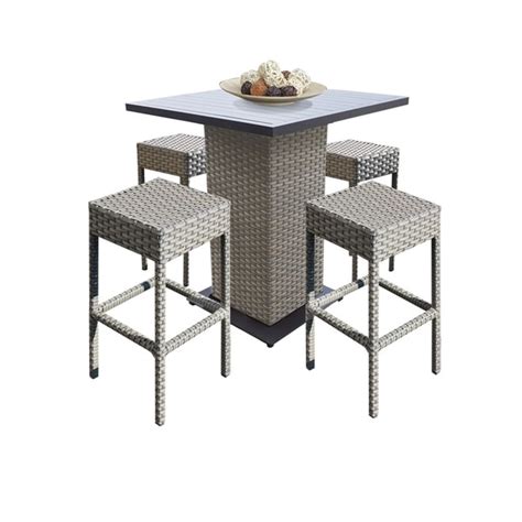 Shop Oasis Pub Table Set With Backless Barstools 5 Piece Outdoor Wicker
