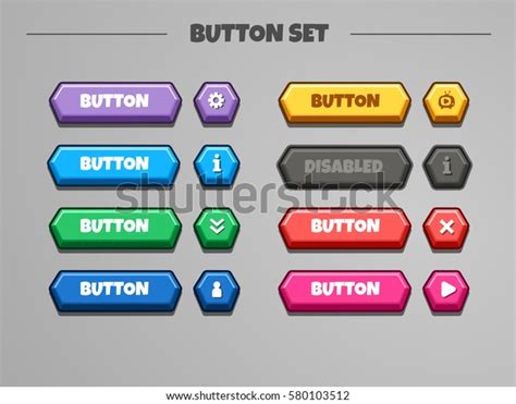 3d Buttons Set Vector Gui Assets Stock Vector Royalty Free 580103512