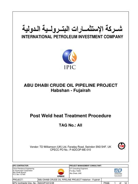 Abu Dhabi Crude Oil Pipeline Project Habshan Fujairah Post Weld Heat